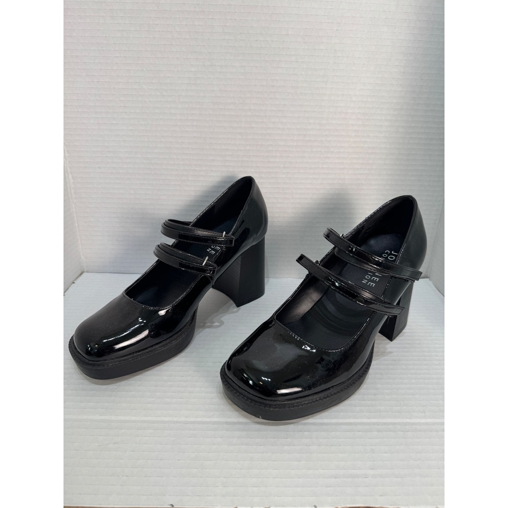 Journee Collection Women Black Double Strap Platform‎ Block Heels Size 8.5